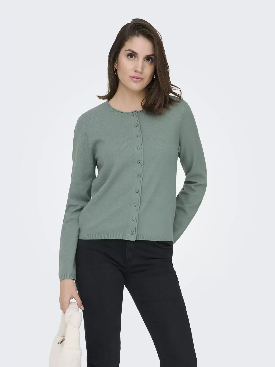 ONLLOYAL LS O-NECK BUTTON CARDI KNT NOOS