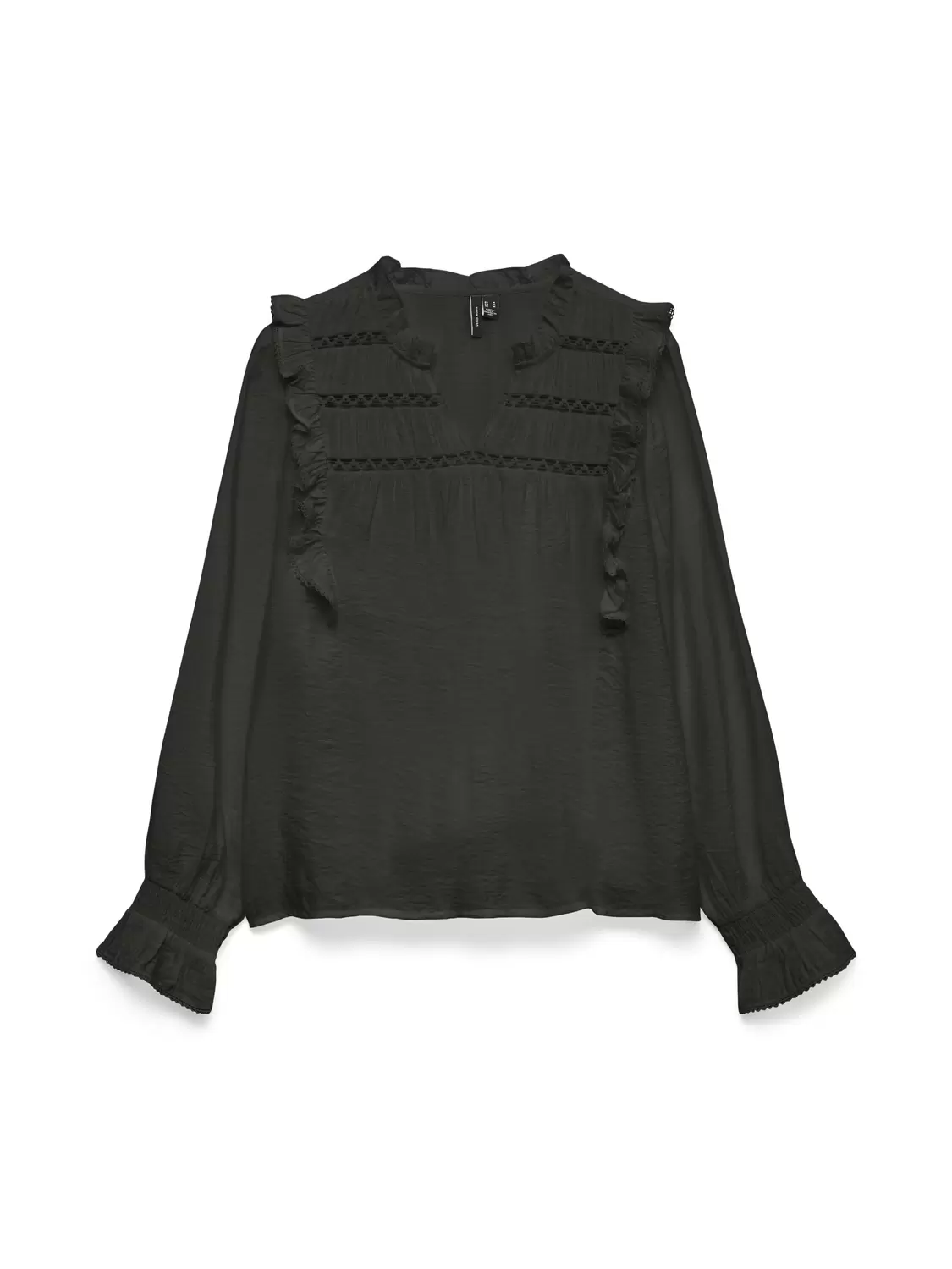 VMELSIE LS V-NECK RUFFLE TOP WVN EXP