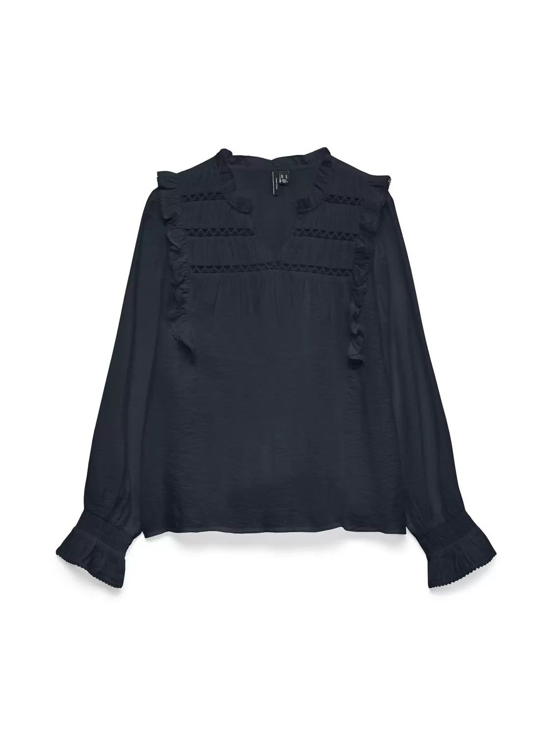 VMELSIE LS V-NECK RUFFLE TOP WVN EXP