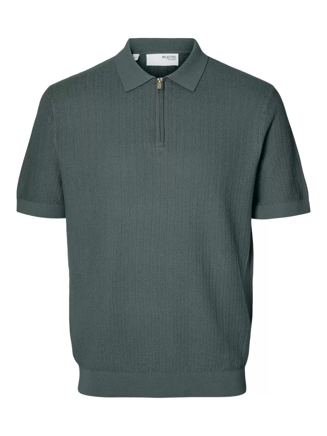SLMCRAN SS KNIT STRUCTURE ZIP POLO NOOS