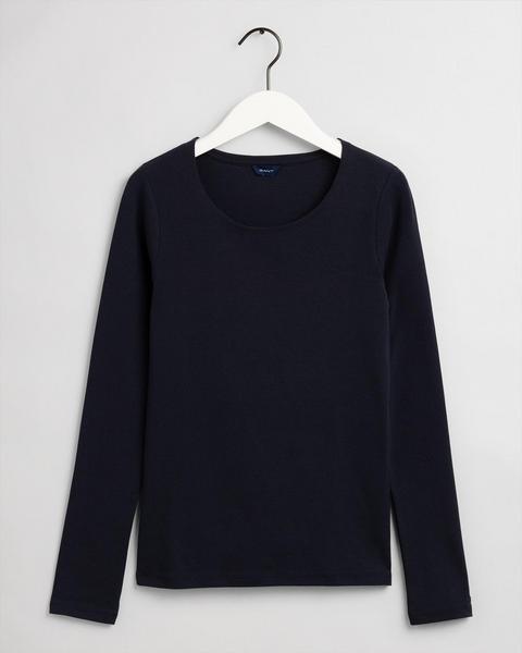 Geripptes Langarm-T-Shirt