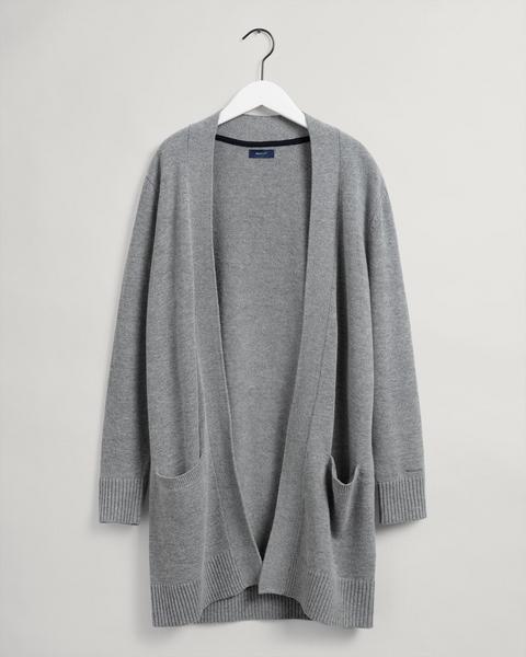 Lange Wollstrickjacke
