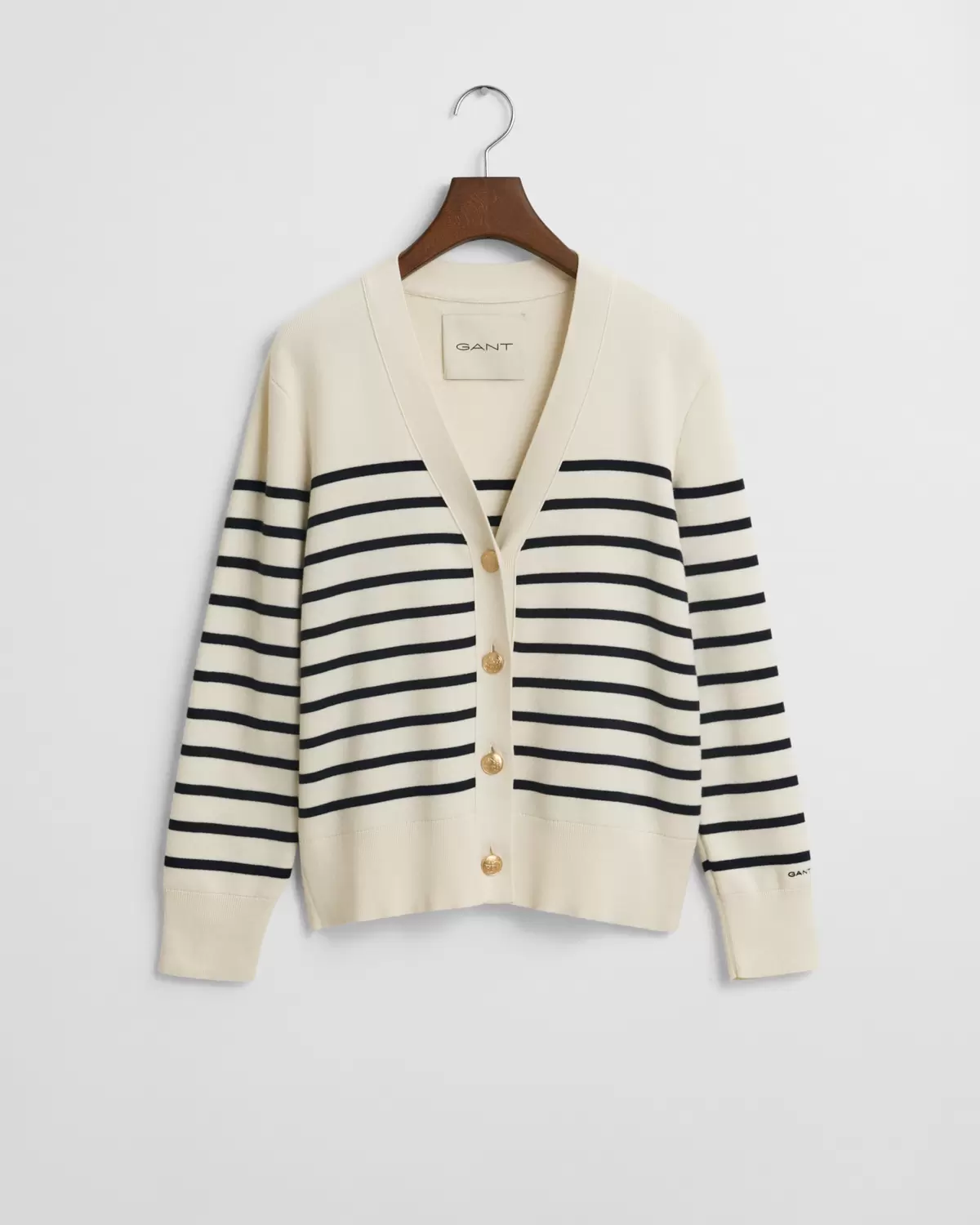 Baumwoll-Strickjacke mit Streifen