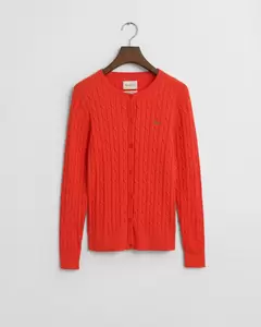 Strickjacke aus Stretch-Baumwolle mit Zopfmuster