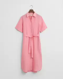 Kurzärmeliges Hemdblusenkleid aus Leinen