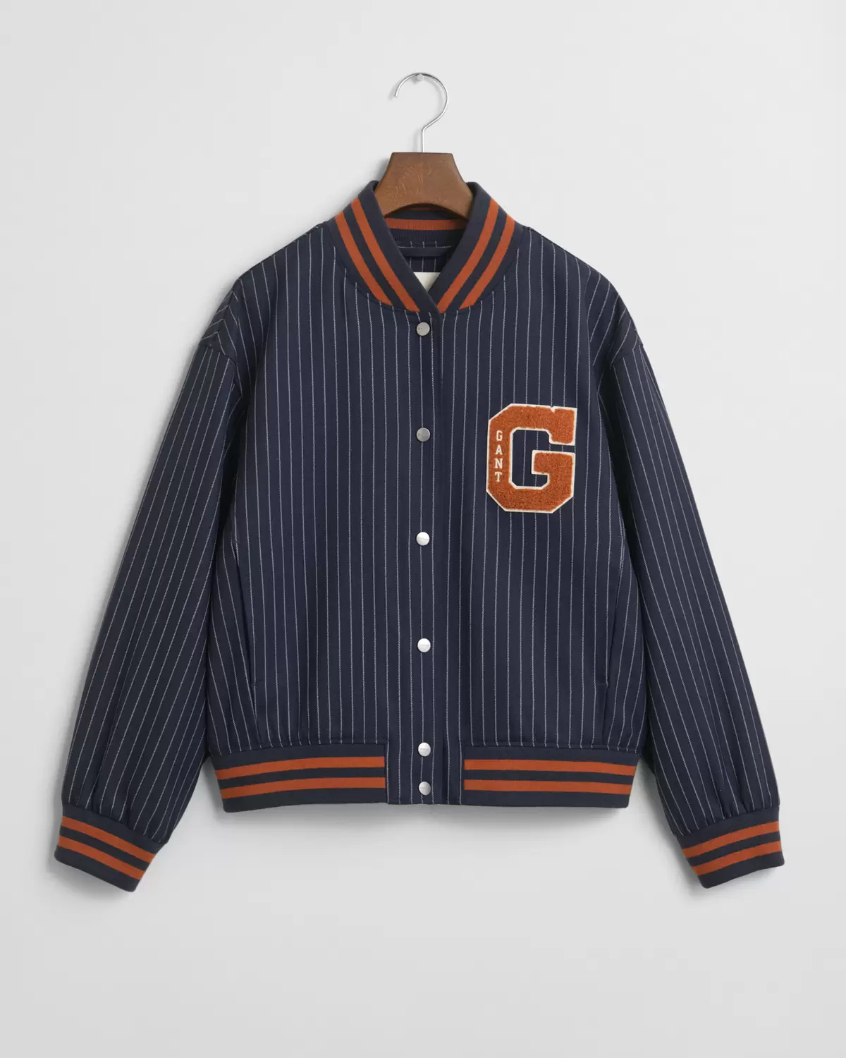PINSTRIPE VARSITY JACKET female