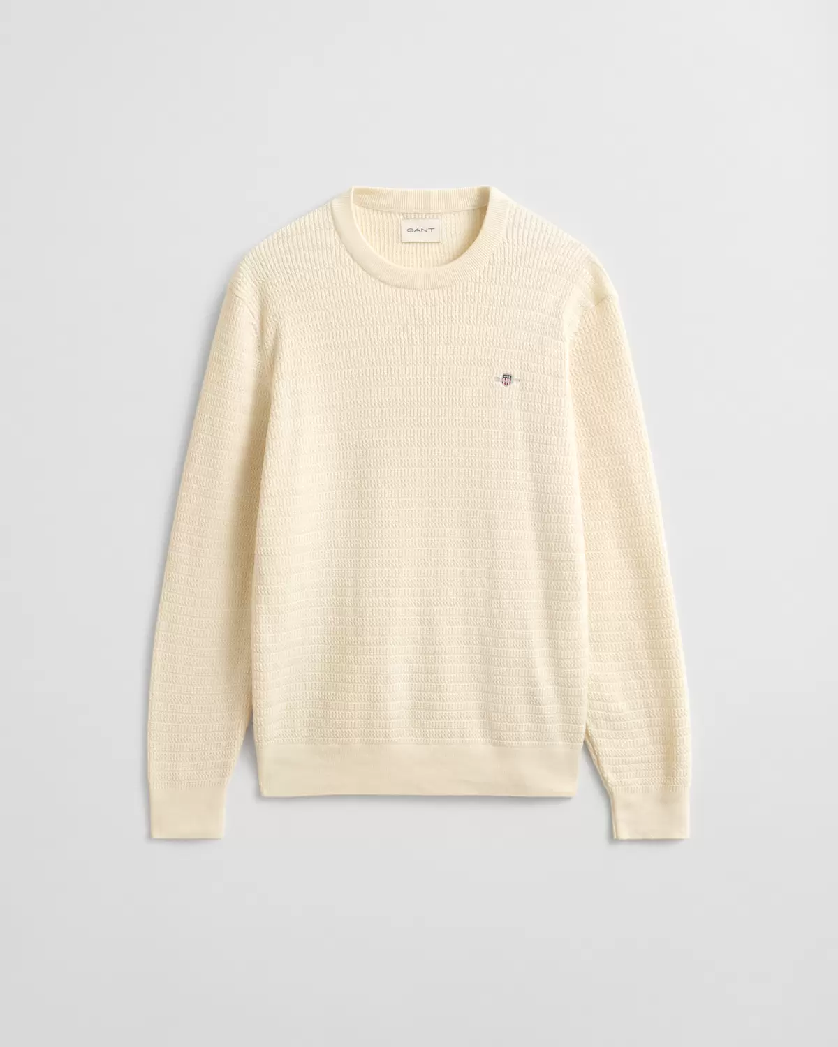 Rundhalspullover mit Mini-Zopfmuster