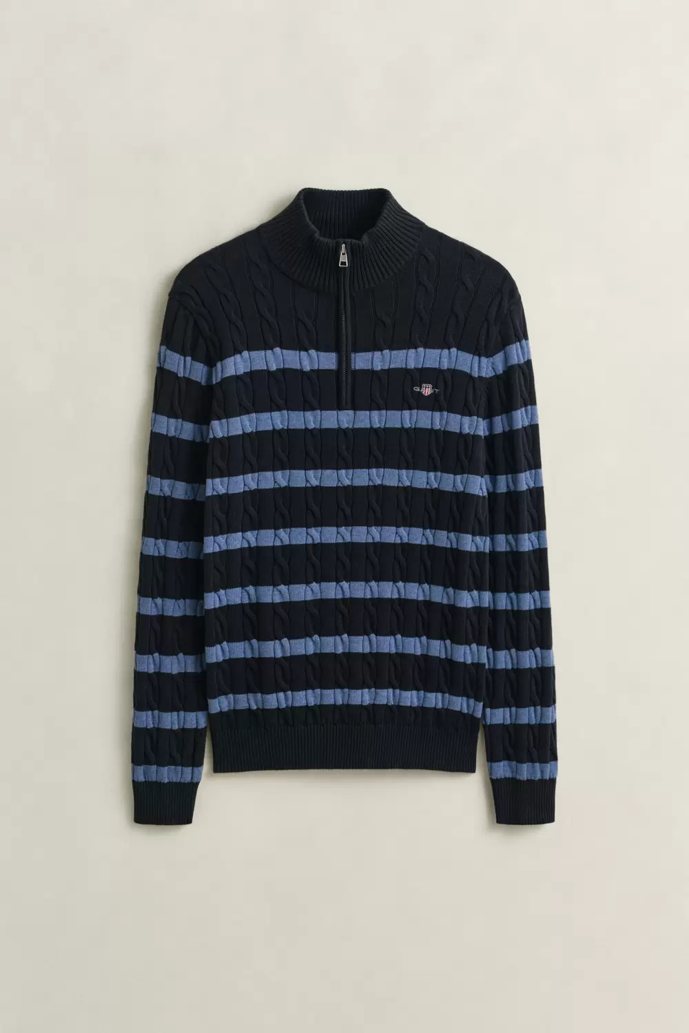 STRIPED COTTON CABLE HALF ZIP male