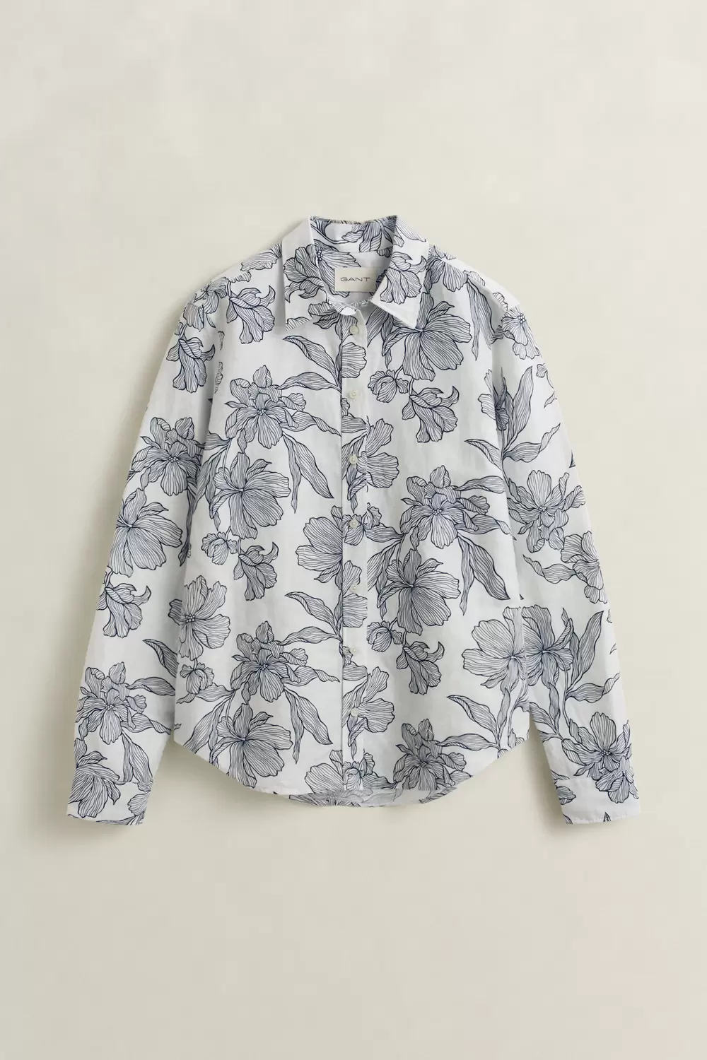REG FLORAL PRINT LINEN SHIRT female