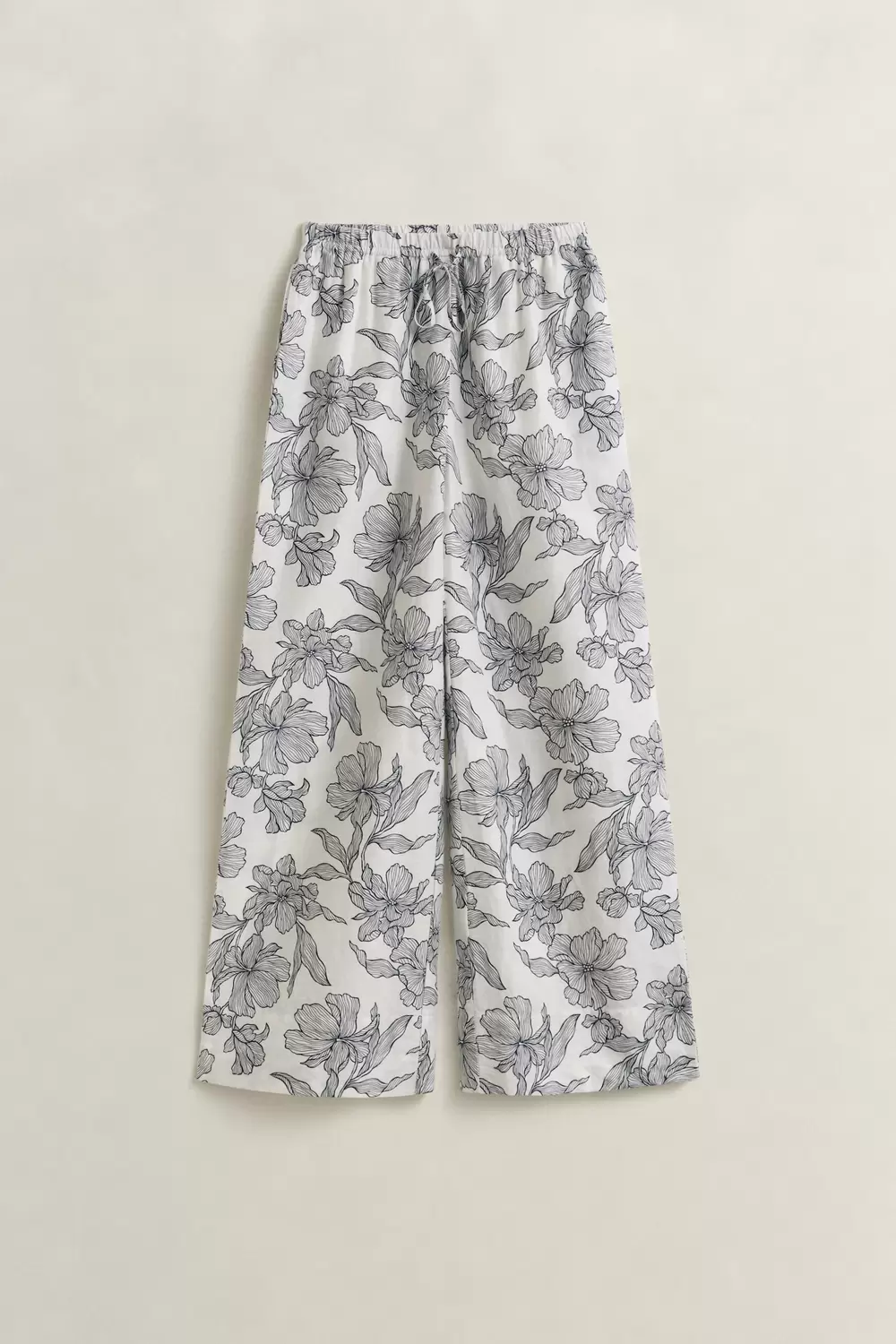 FLORAL PRINT LINEN PULL ON PANTS female