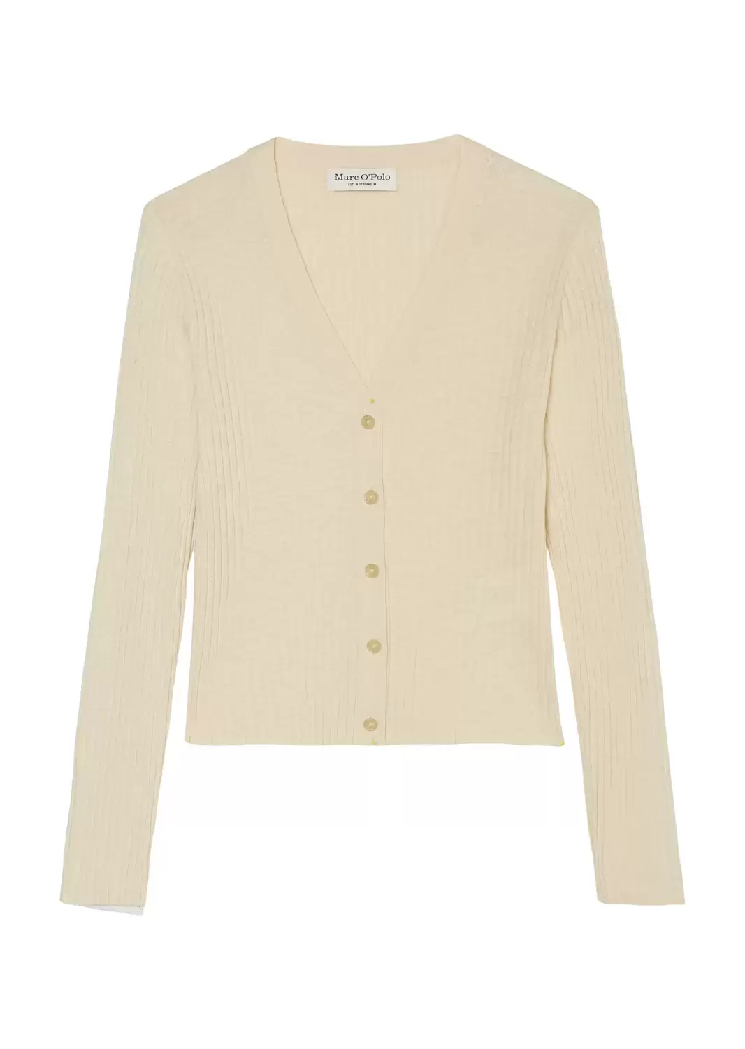 Schmaler V-Neck-Rippenstrick-Cardigan