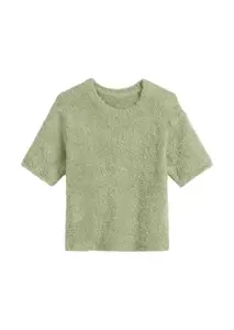 Fuzzy-Knit-Kurzarm-Pullover loose