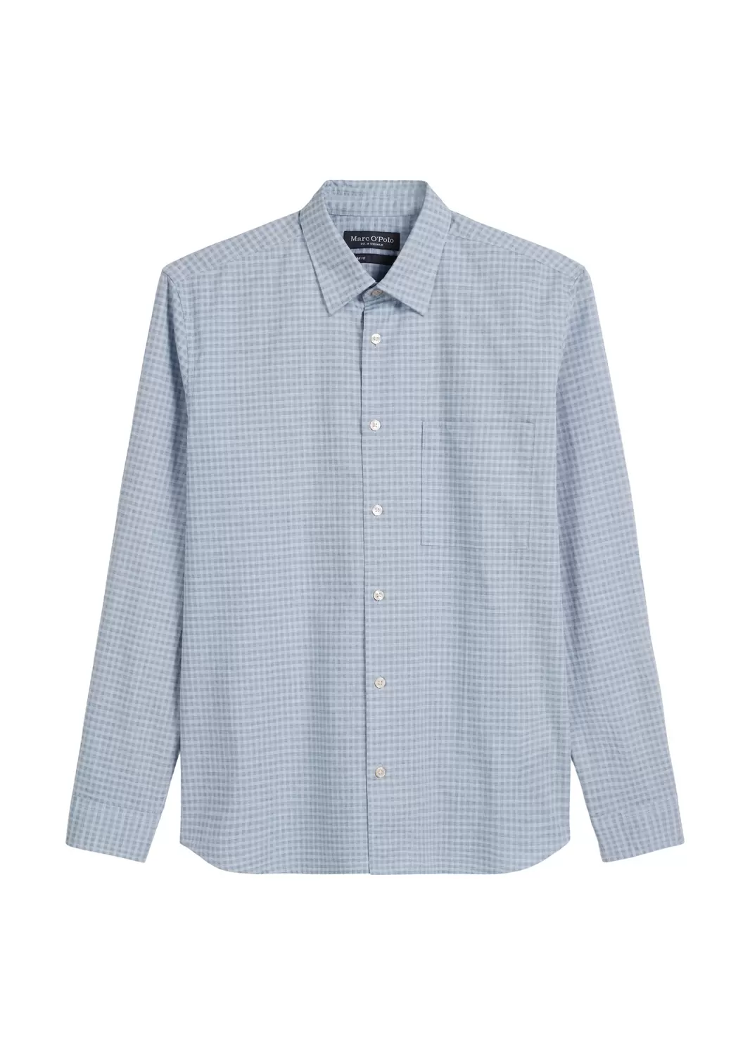 Kent collar, long sleeves, one rect