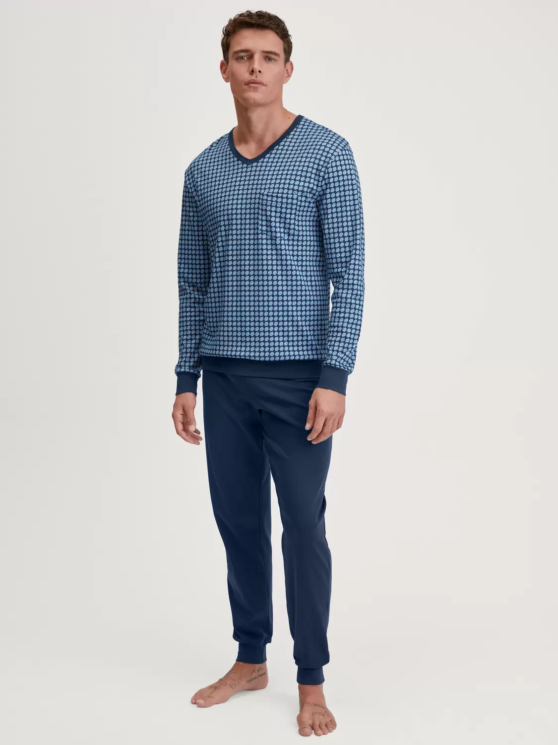 HERREN Pyjama mit Bündchen