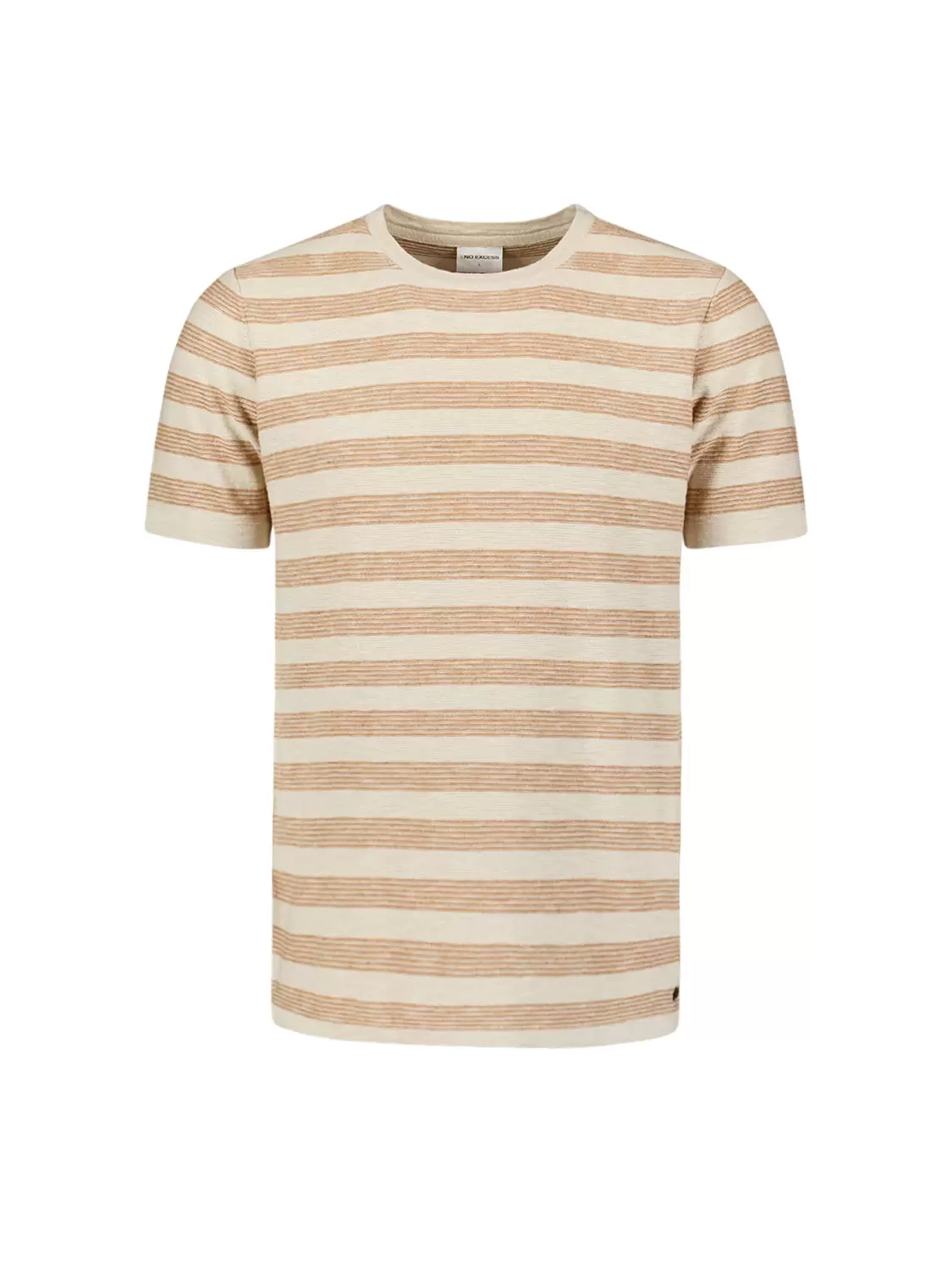 Pullover Short Sleeve Crewneck Stripes With Linen