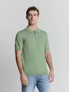 Pullover Short Sleeve Polo Zip Solid