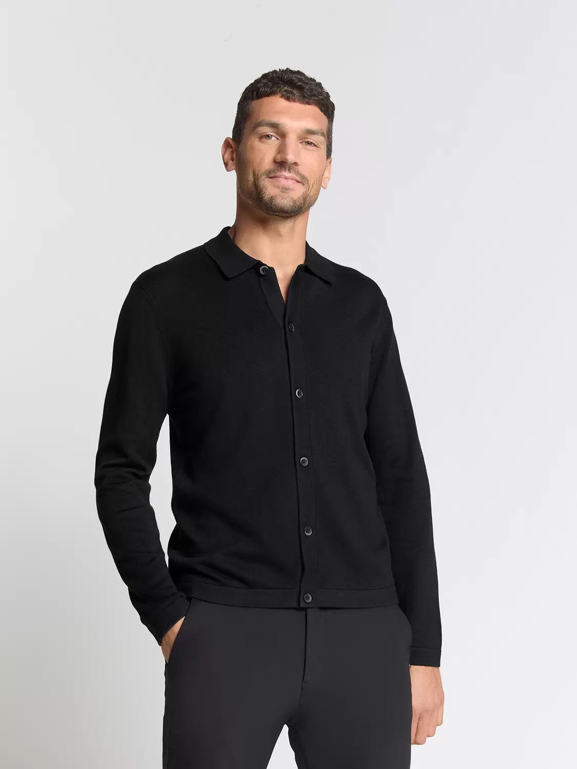 Pullover Full Button Polo - 020/Black