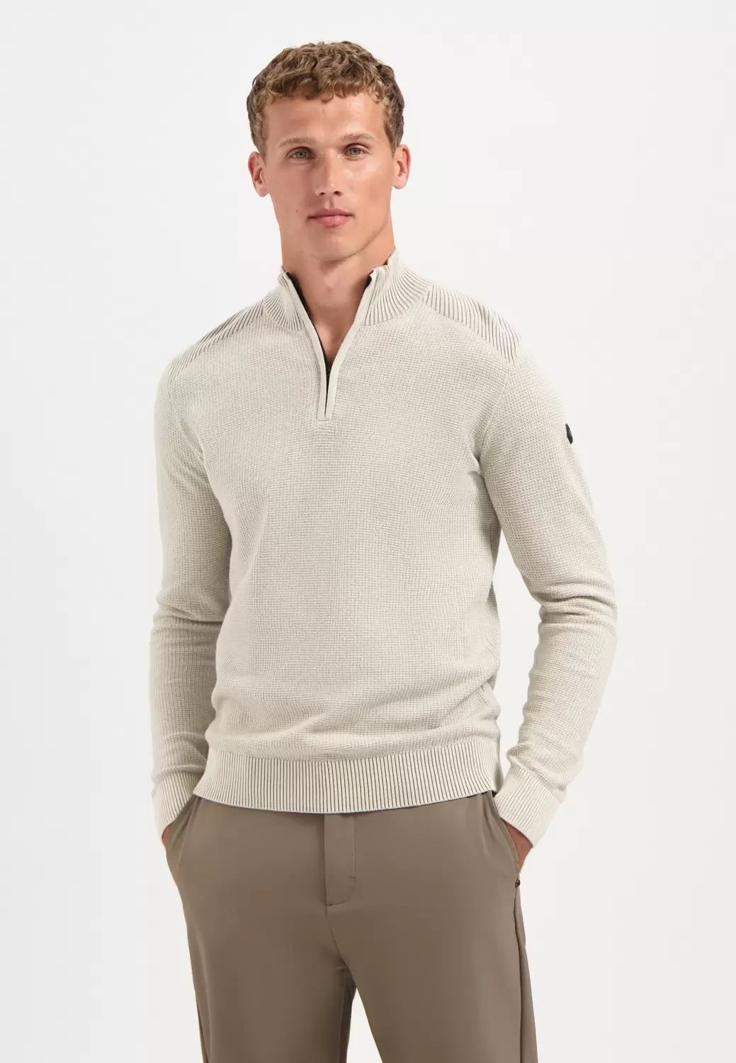 Pullover Half Zip Plated Structure Knit
