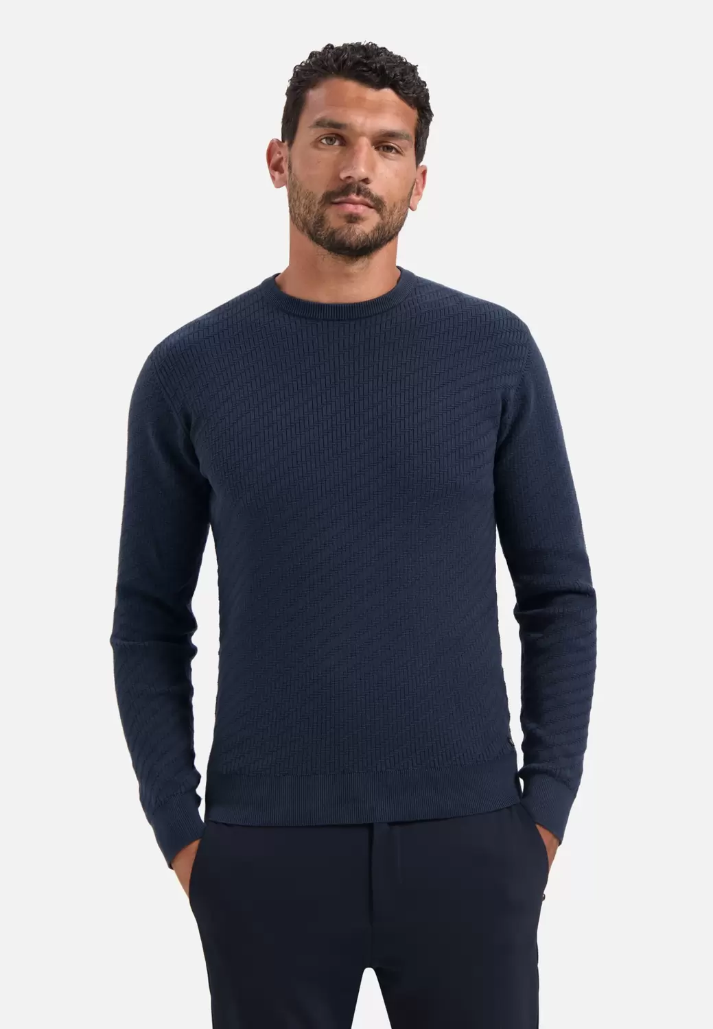 Pullover Crewneck Jacquard Solid