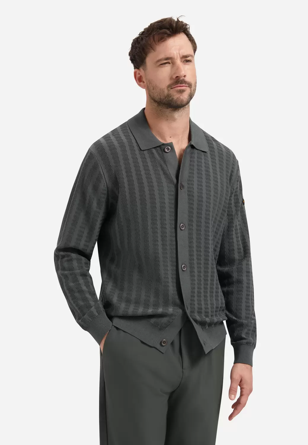 Cardigan Full Button Polo Jacquard