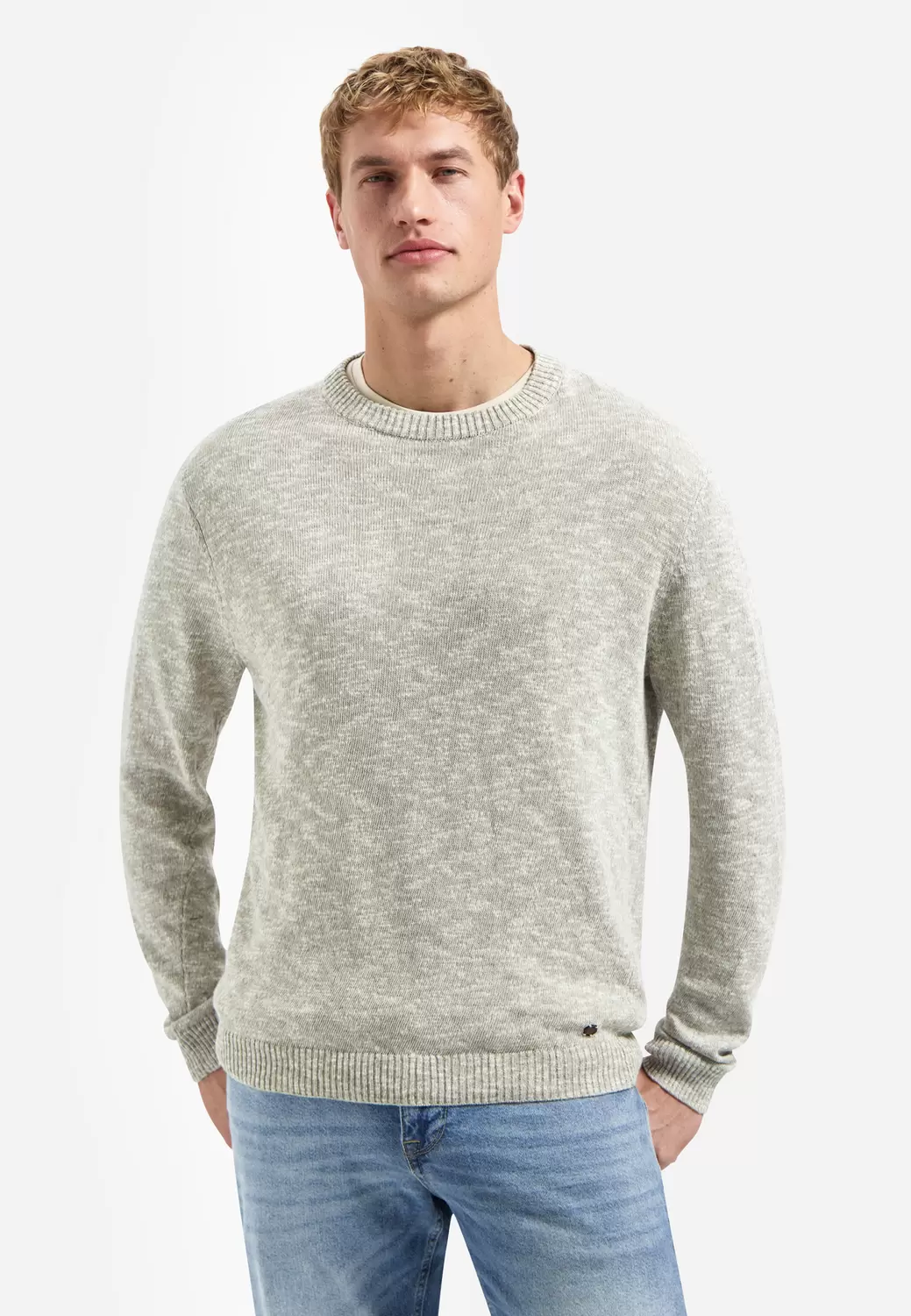 Pullover Crewneck Melange With Line male