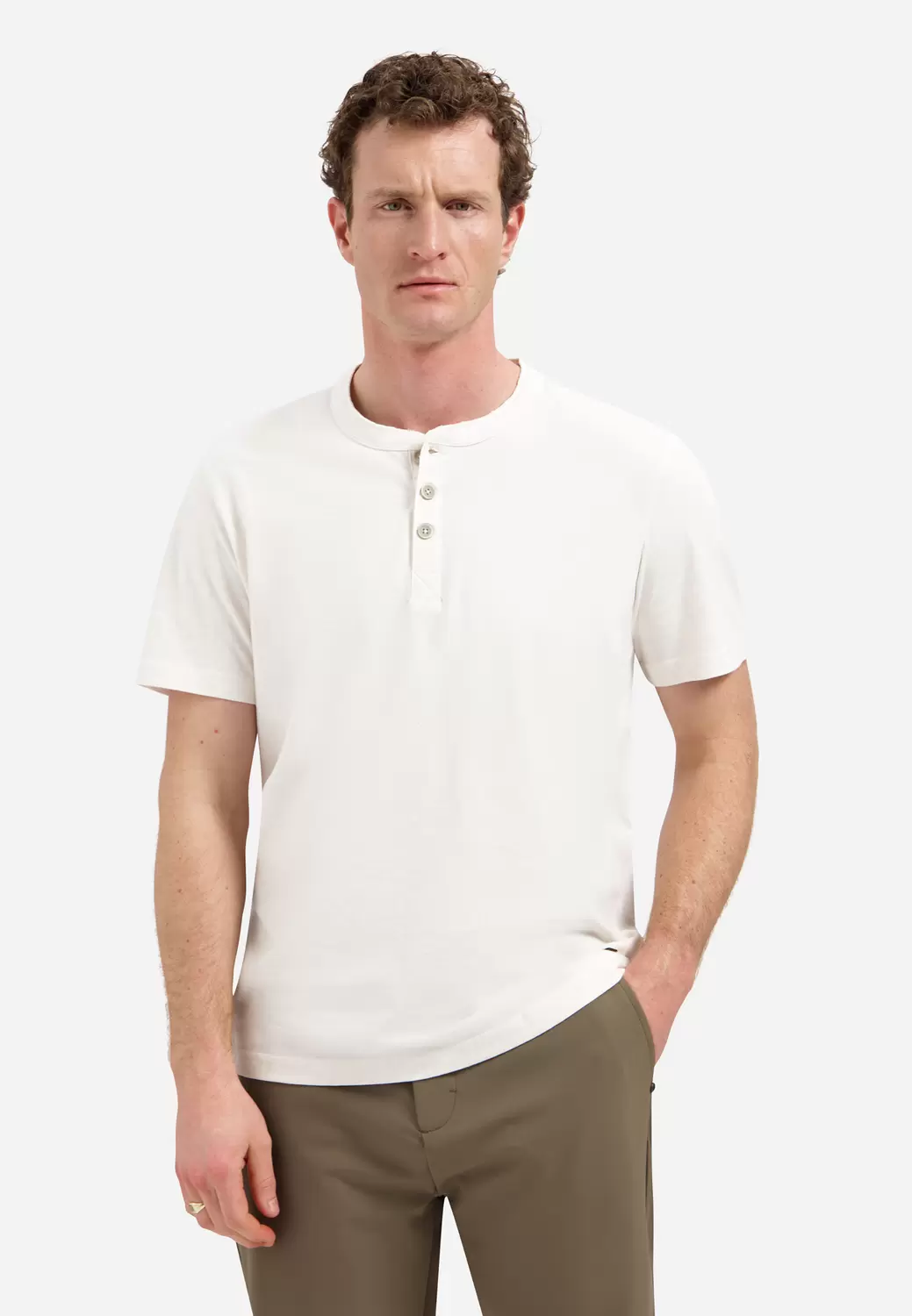 T-Shirt Granddad Half button Melang