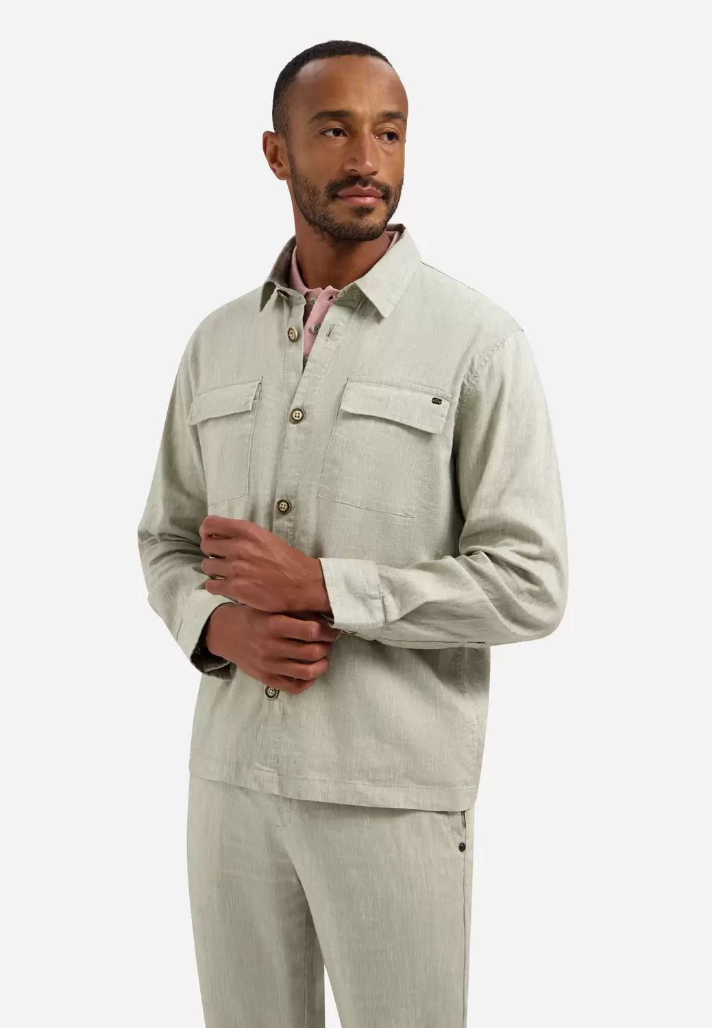 Overshirt Full Button 2-Tone With L