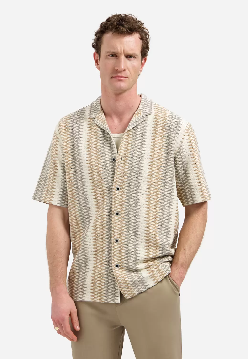 Shirt Short Sleeve Jacquard Fancy Z male