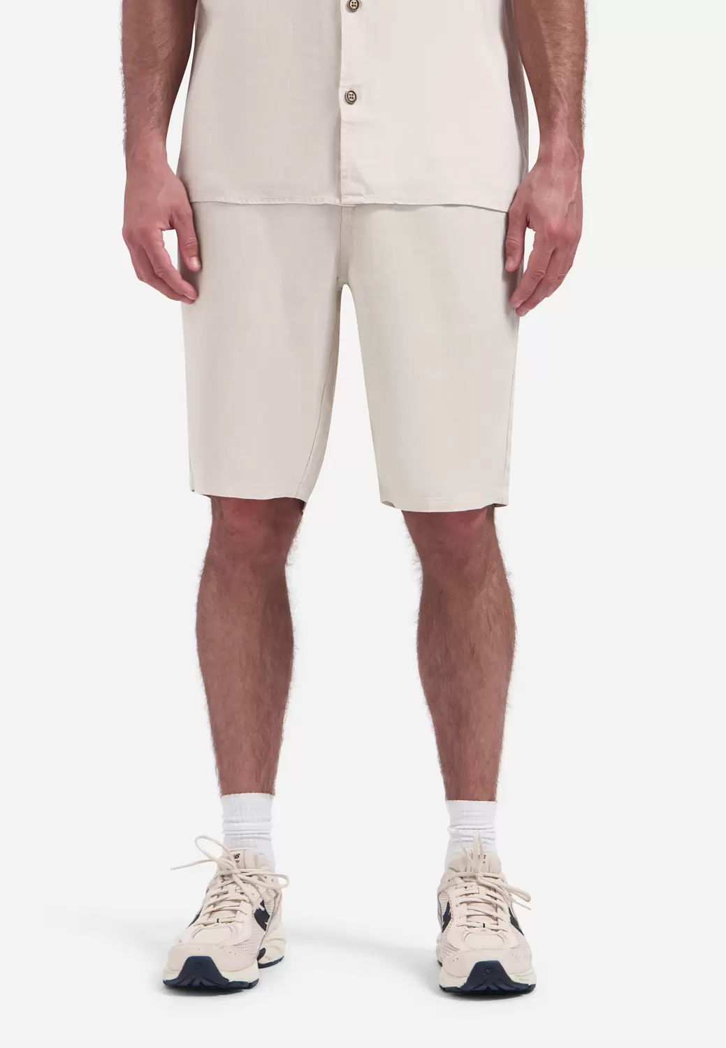 Short Chino With Linen, Garment Dye