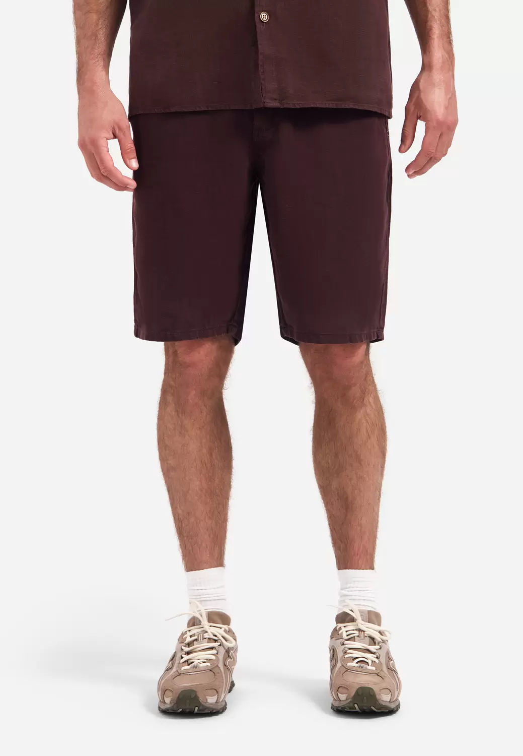 Short Chino With Linen, Garment Dye