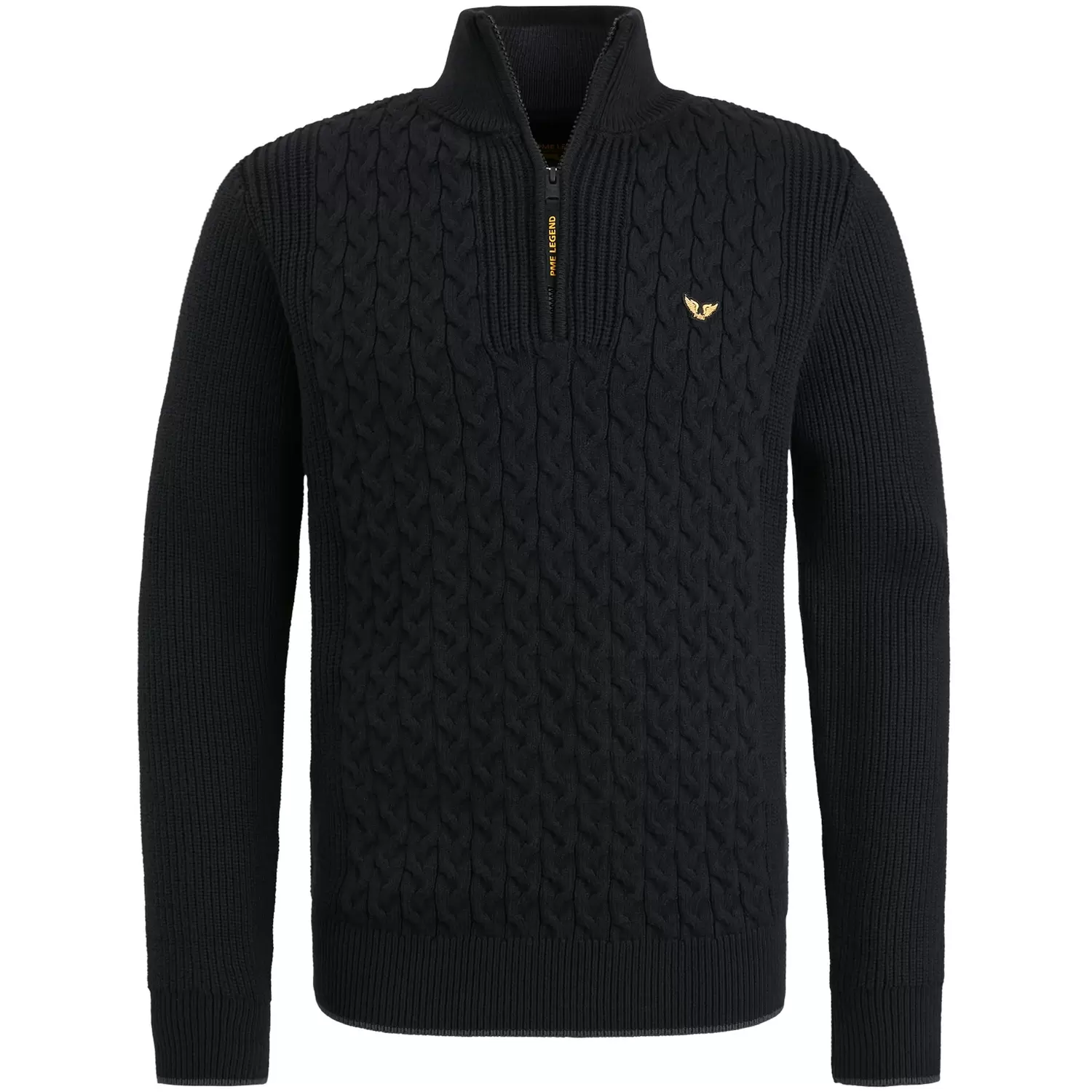 Half zip collar cotton mix cable