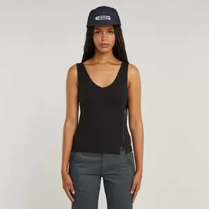 Asymmetrical zip slim tank top wmn