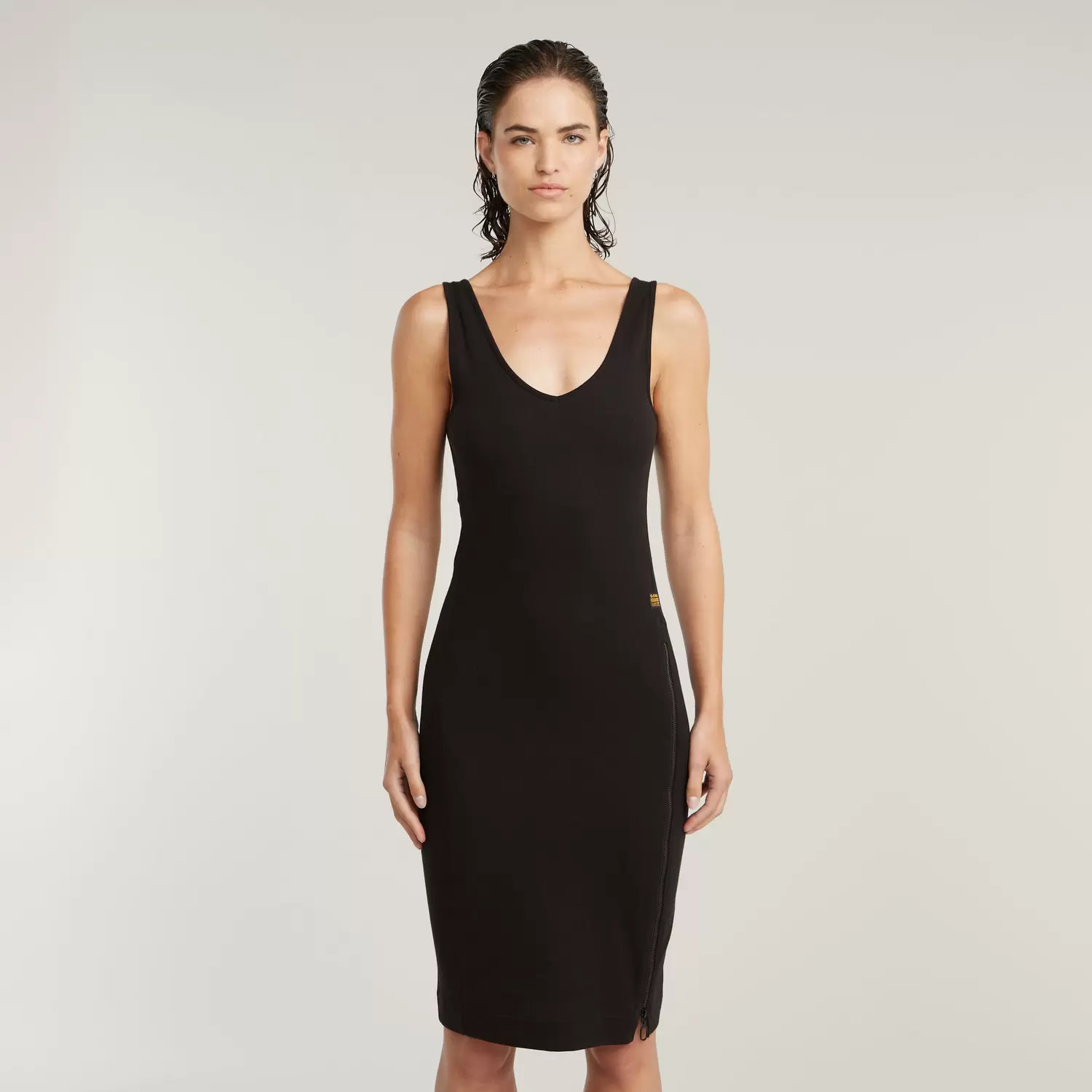Asymmetric zip dress wmn
