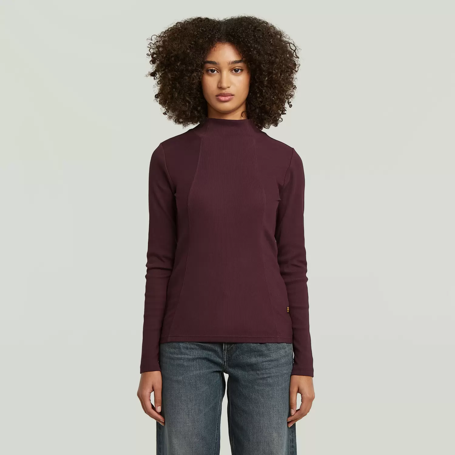 A line slim rib mock t l-s female