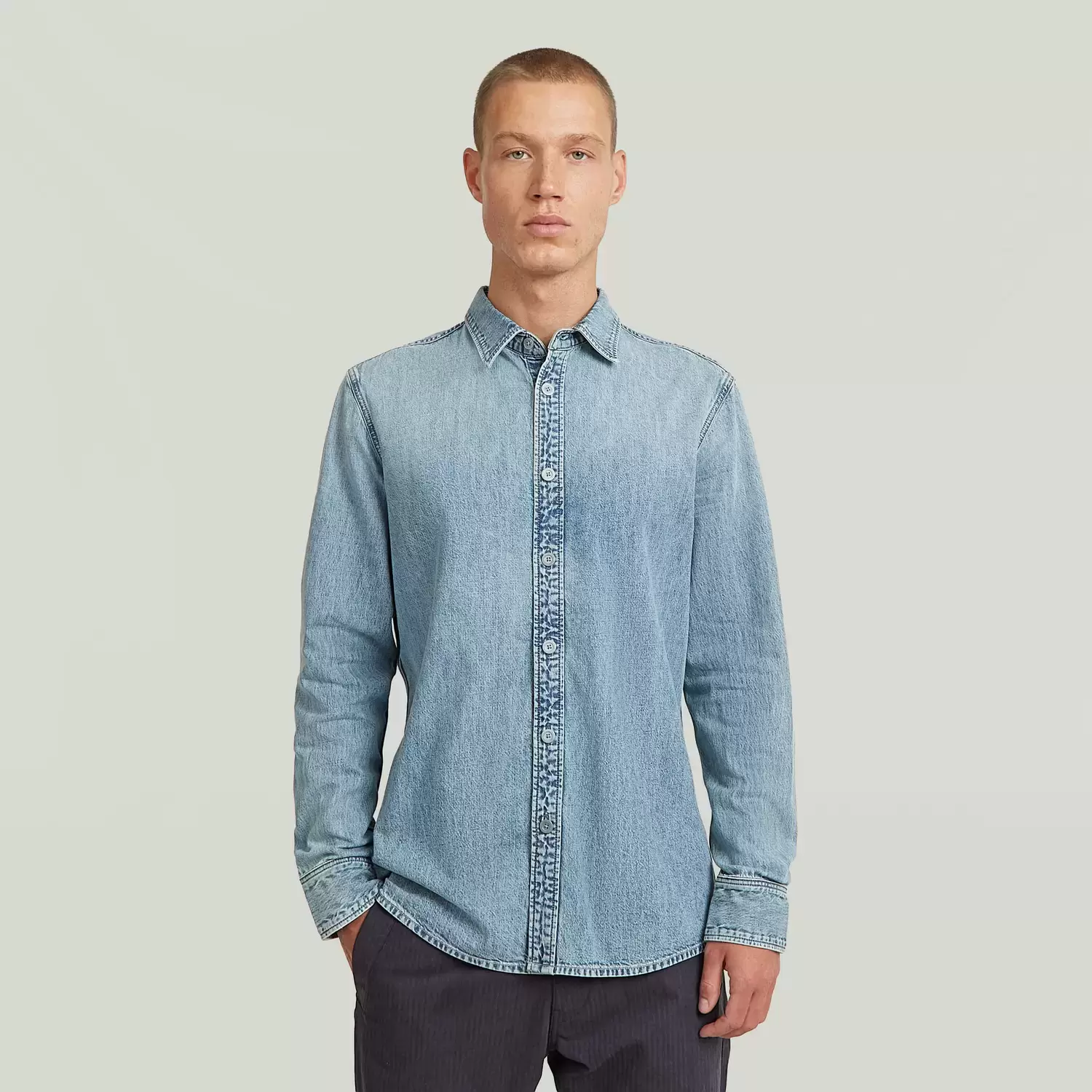 Clean slim shirt l-s male