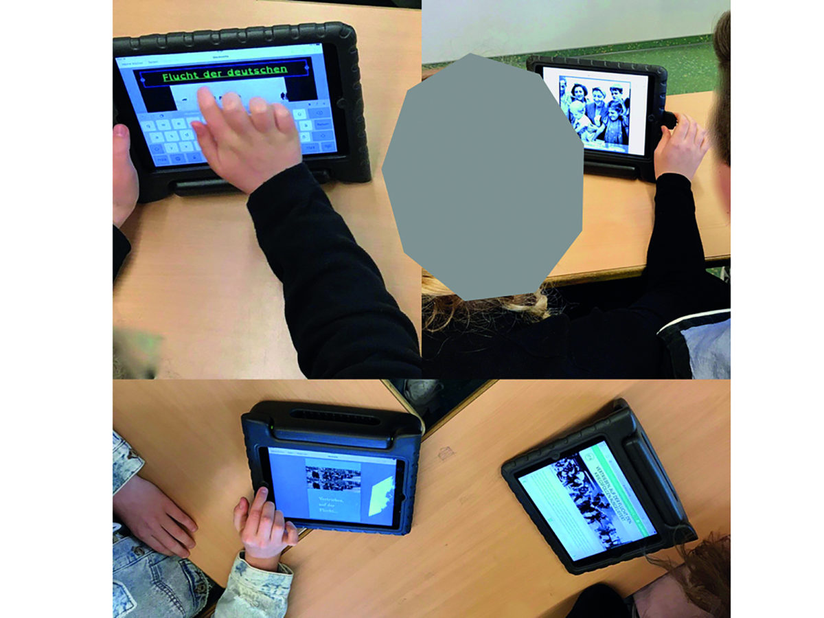 Collage aus Momentaufnahmen bei der Erarbeitung des Unterthemas „Flucht und Vertreibung“ im und nach dem Zweiten Weltkrieg