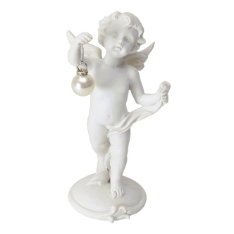 Dekofigur Engel mit LED-Kugel Deko Figur Engelchen niedlich sitzend süß