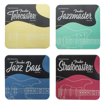 Untersetzer Fender Gitarren aus Metall Bierdeckel Fender Classic im 4er Set