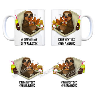 Kaffeebecher fressendes Faultier Diät Ich bin nicht dick ich bin flauschig