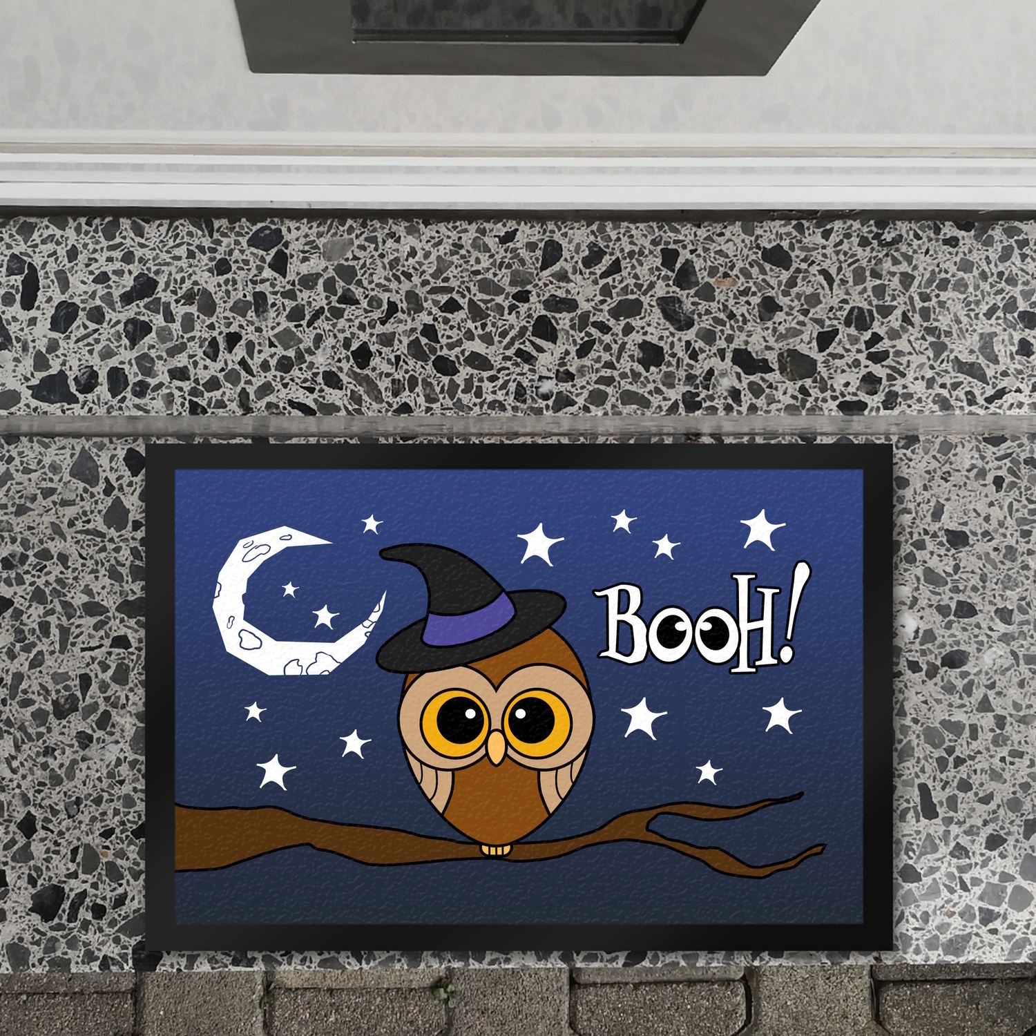 Fußmatte in 35x50 cm für Halloween mit niedlichem Eulenmotiv und Spruch - BOOH! - Bild 24 von 30