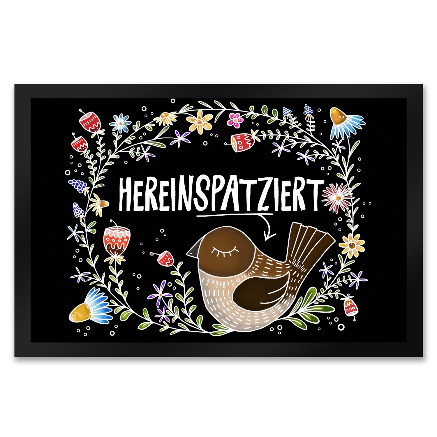 Hereinspatziert Fußmatte mit Vogel Motiv Fußmatte Fussmatte Fußabtreter