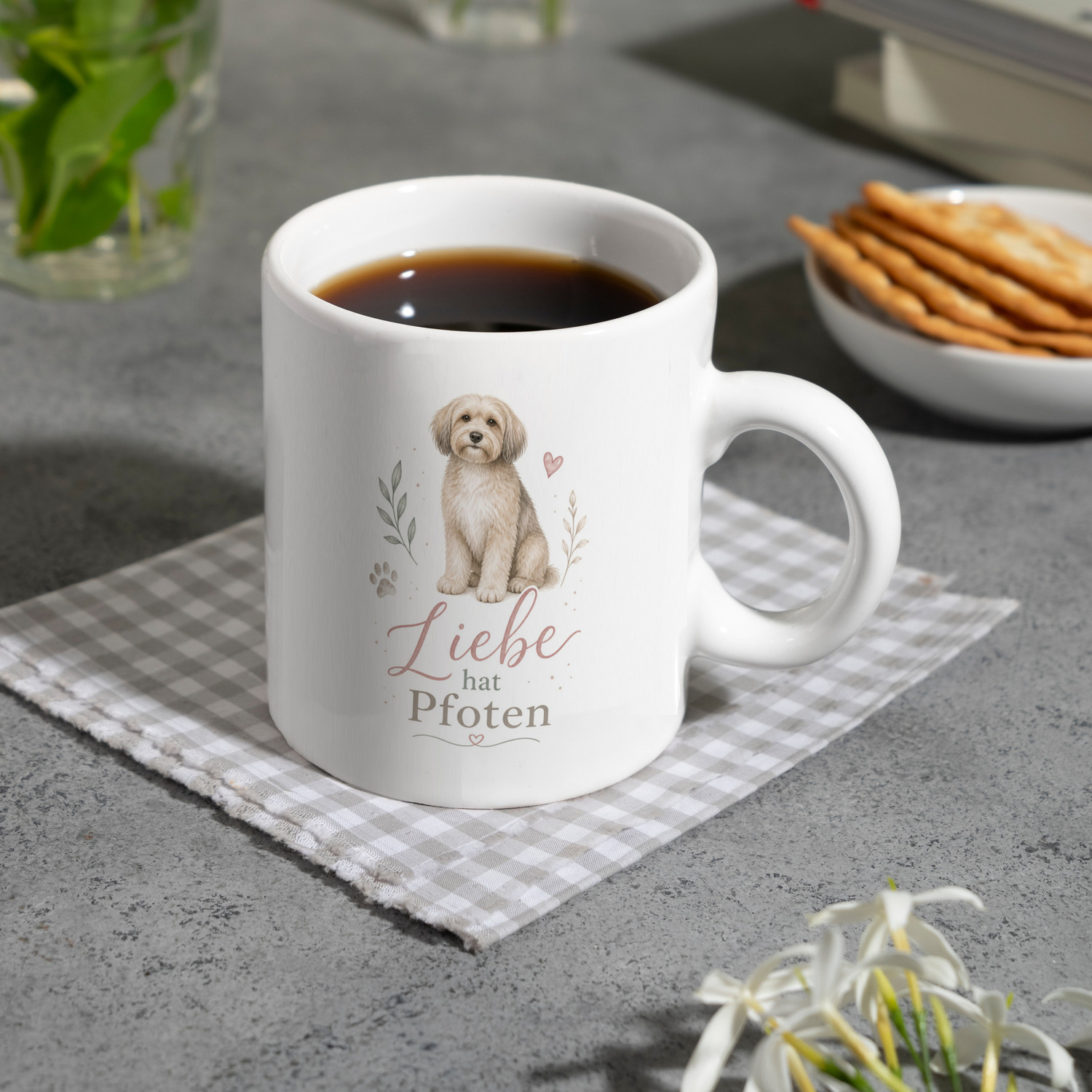 Kaffeebecher Liebe hat Pfoten - Kaffeetasse mit süssem Hund – Ansicht 8