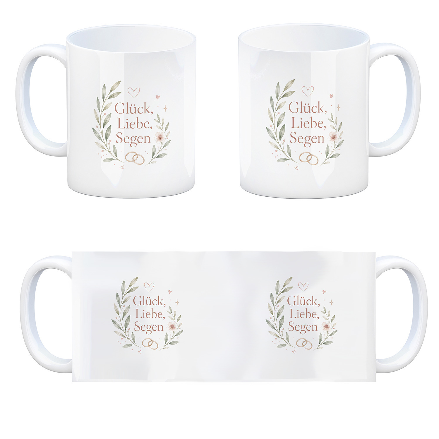 Kaffeebecher Glück - Tasse mit romantischem Hochzeitsmotiv – Ansicht 4
