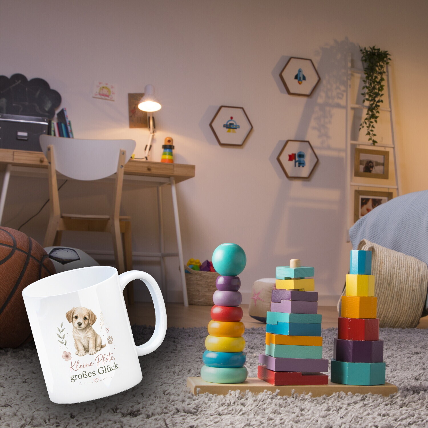 Kaffeebecher Kleine Pfote - Keramiktasse mit süssem Welpenmotiv – Ansicht 3