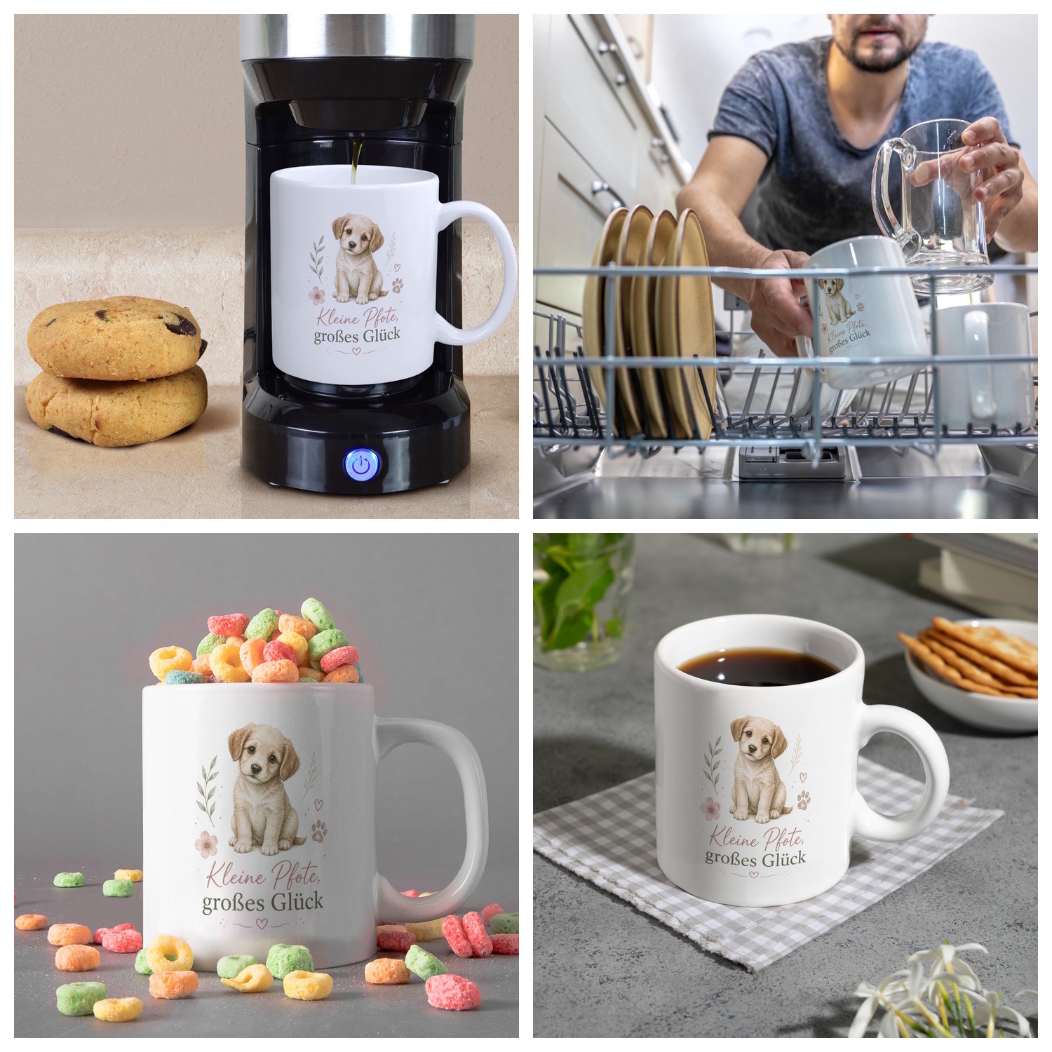 Kaffeebecher Kleine Pfote - Keramiktasse mit süssem Welpenmotiv – Ansicht 5