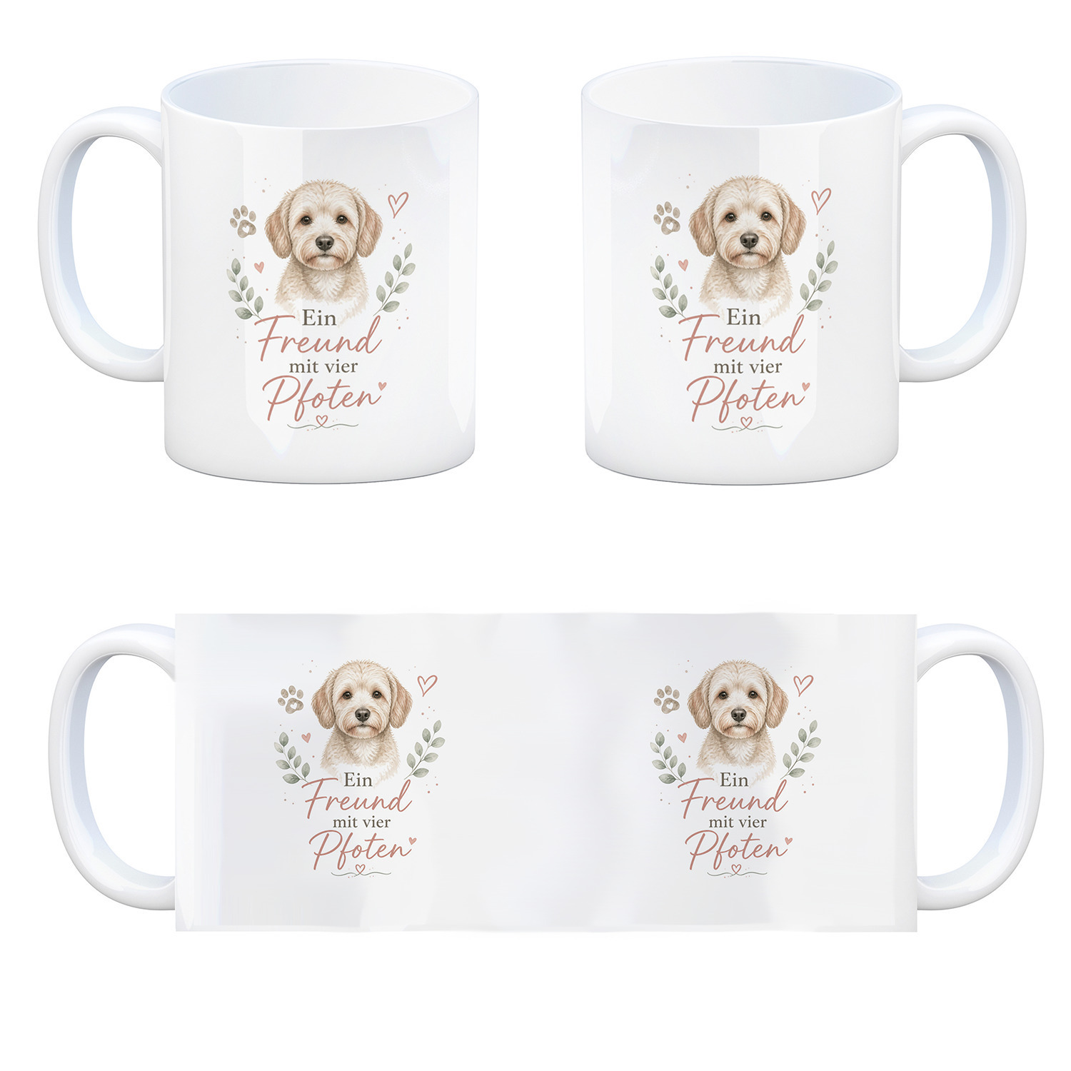 Kaffeebecher Ein Freund mit vier Pfoten - Tasse mit süssem Hund – Ansicht 4