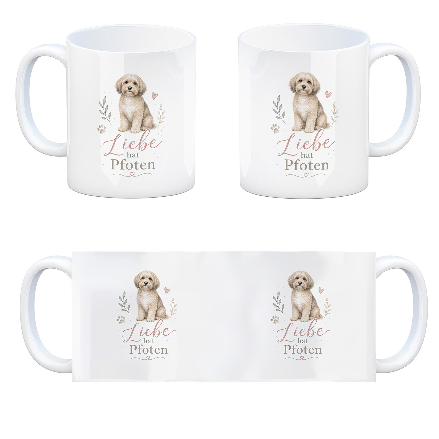 Kaffeebecher Liebe hat Pfoten - Kaffeetasse mit süssem Hund – Ansicht 4