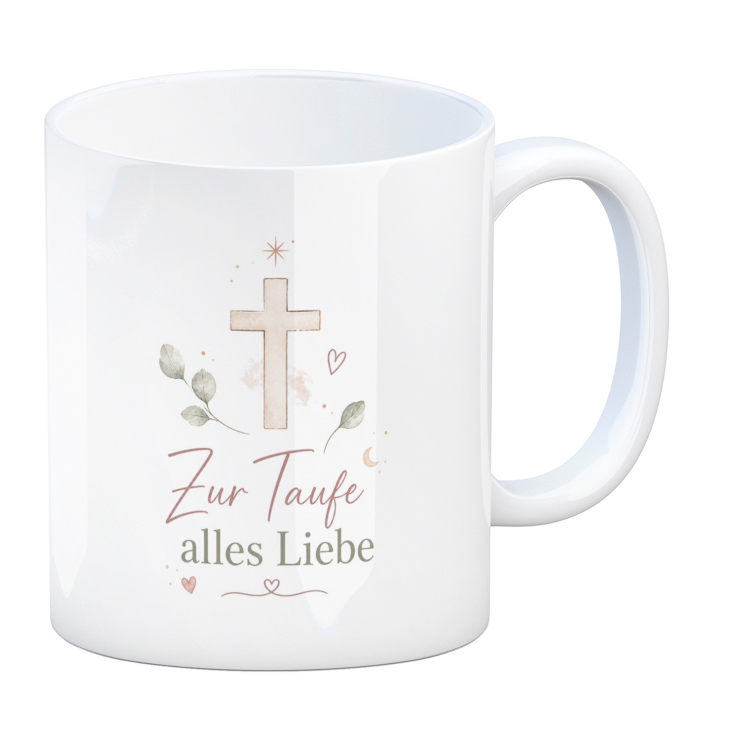 Kaffeebecher Zur Taufe alles Liebe - Tasse mit zartem Kreuzmotiv