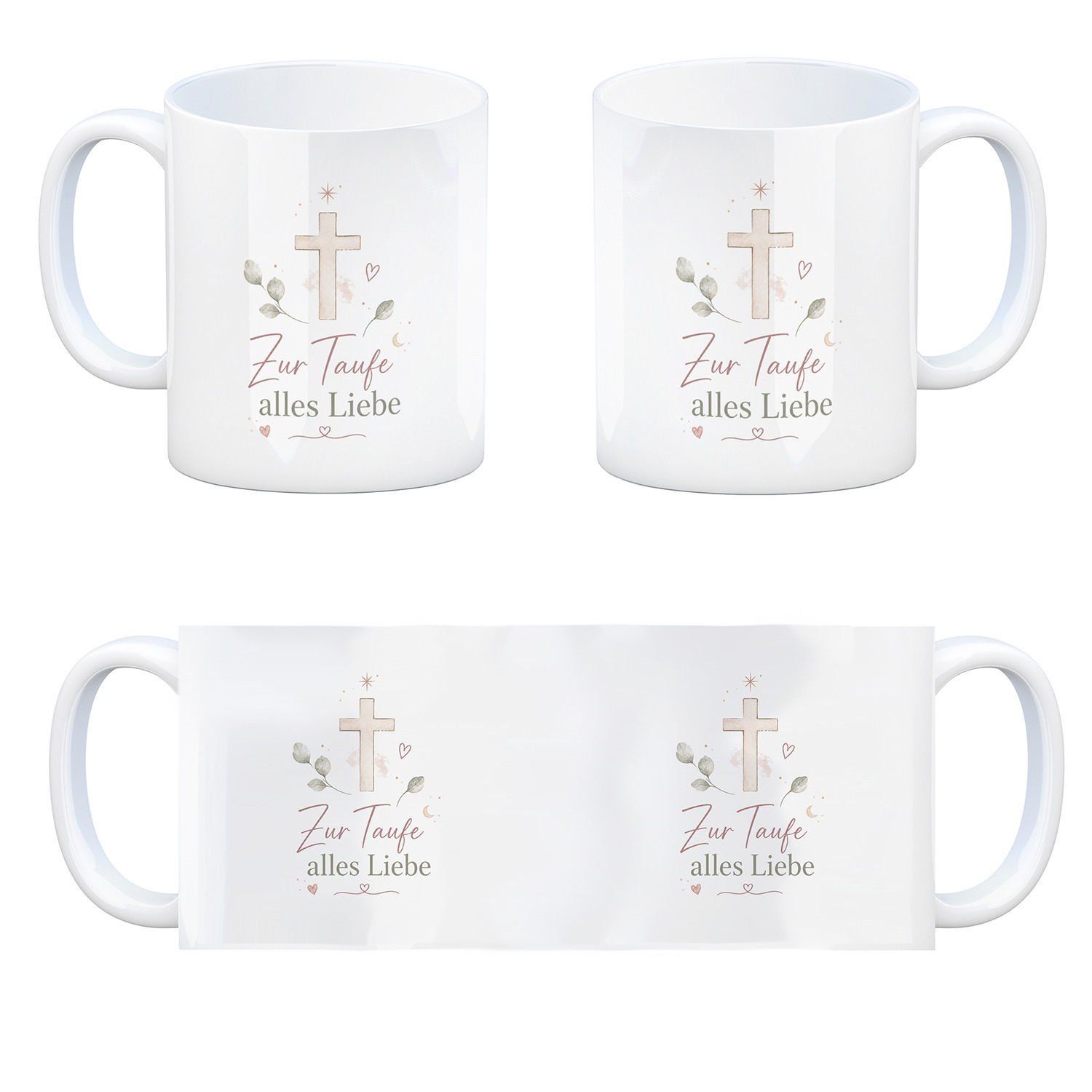 Kaffeebecher Zur Taufe alles Liebe - Tasse mit zartem Kreuzmotiv – Ansicht 4