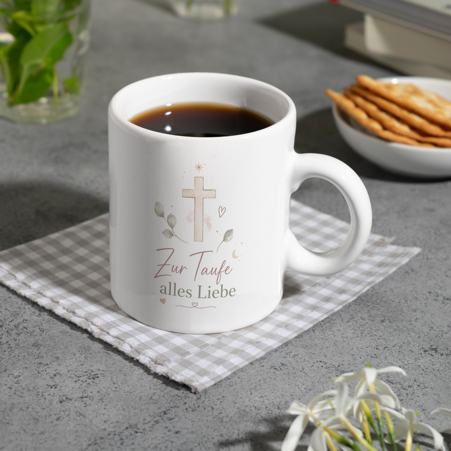Kaffeebecher Zur Taufe alles Liebe - Tasse mit zartem Kreuzmotiv – Ansicht 8